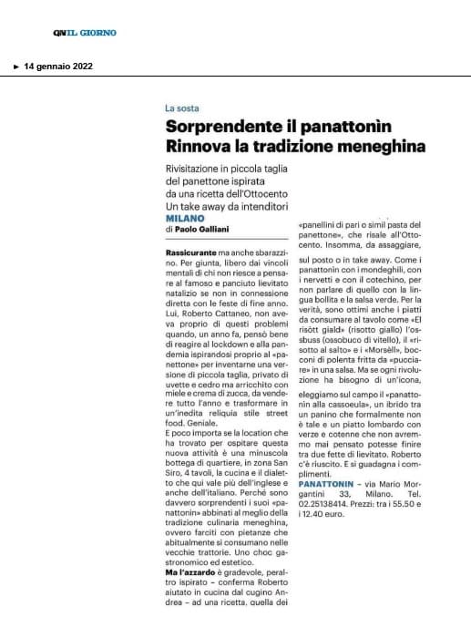 Il Giorno, 14 gennaio 2022